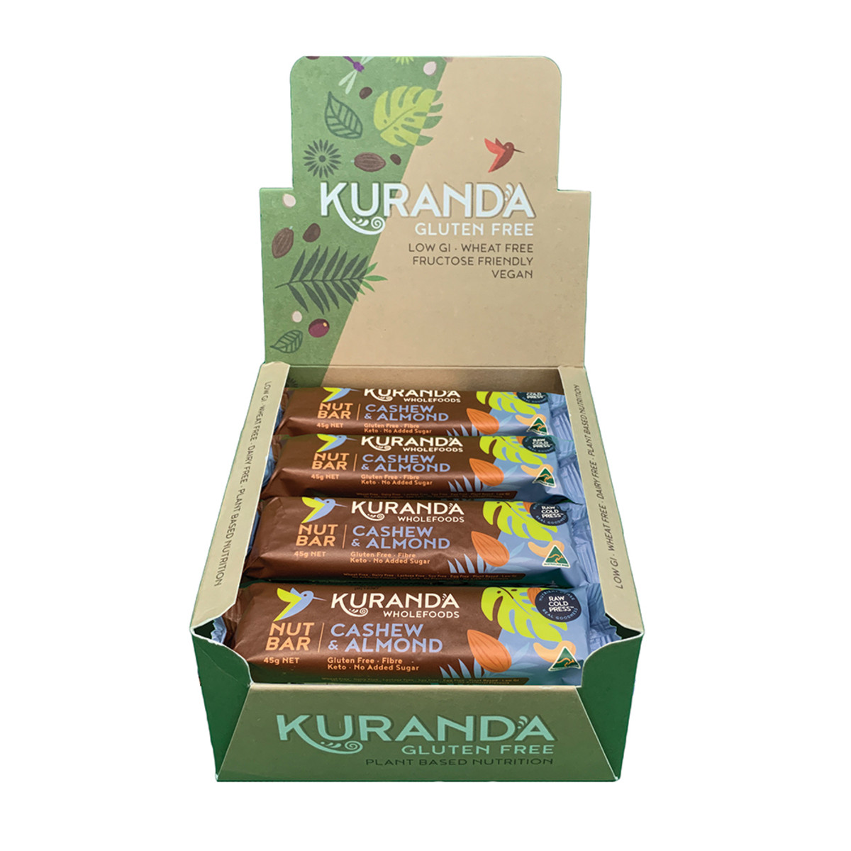 Kuranda Wholefoods Gluten Free Nut Bars Cashew & Almond 45g x 16 Display